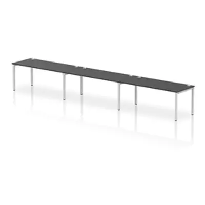 Impulse Bench Single Row 3 Person 1800 Silver Frame Bench Desk Black