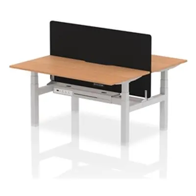 Air B2B 1600x800 Adjustable 2P Bench Desk Scalloped Oak/Silver +Screen