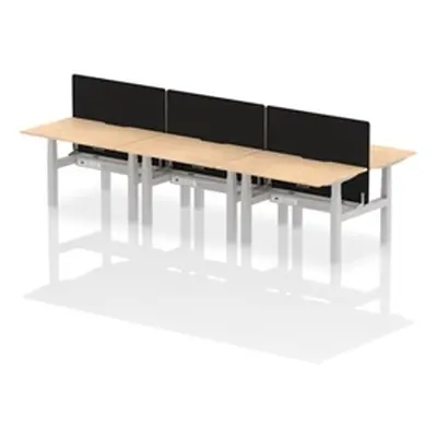 Air B2B 1200x800 Adjustable 6P Bench Desk Scallop Maple/Silver +Screen