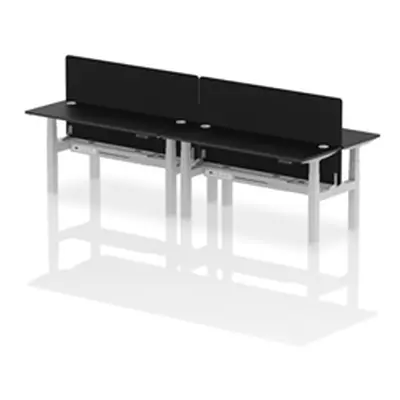 Air B2B 1600x600mm Adjustable 4P Bench Desk CP Black/Silver + Screen