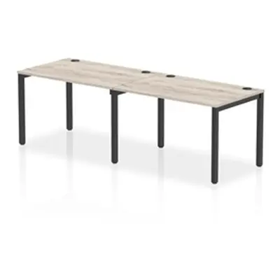 Impulse Bench Single Row 2 Person 1200 Black Frame Bench Desk Grey Oak