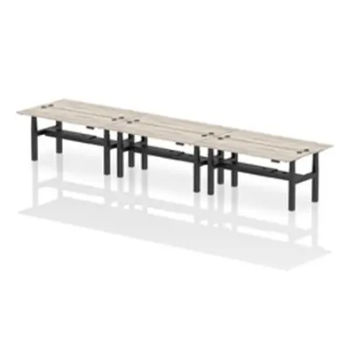 Air B2B 1800x600mm Height Adjustable 6P Bench Desk CP Grey Oak/Black