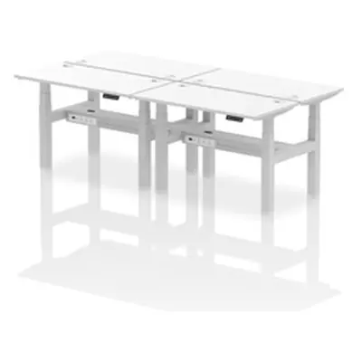 Air B2B 1200x600mm Height Adjustable 4P Bench Desk CP White/Silver