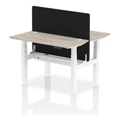 Air B2B 1200x600mm Adjustable 2P Bench Desk CP Grey Oak/White + Screen