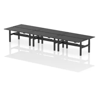 Air B2B 1800x800mm Height Adjustable 6P Bench Desk CP Black/Black