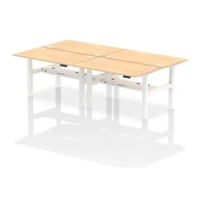 Air B2B 1400x800mm Height Adjustable 4P Bench Desk CP Maple/White