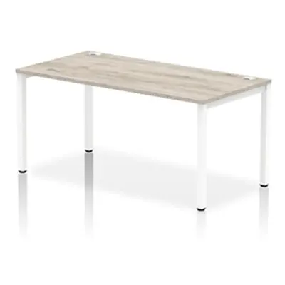 Impulse Bench Single Row 1600 White Frame Office Bench Desk Grey Oak