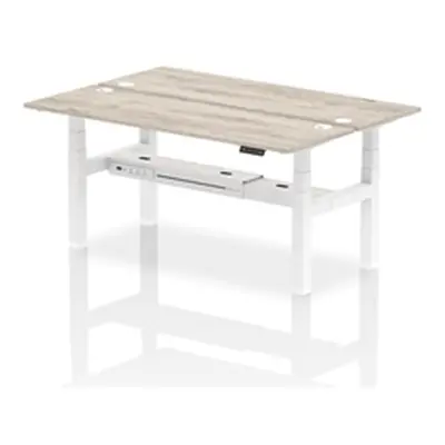 Air B2B 1800x600mm Height Adjustable 2P Bench Desk CP Grey Oak/White