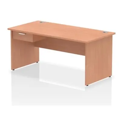 Impulse 1600x800 Desk Beech Top Panel End 1x1 Drawer Fixed Ped