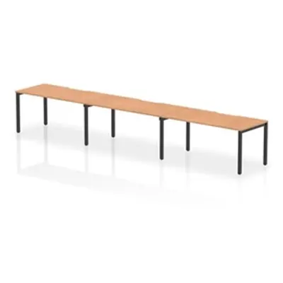 Evolve Plus 1600mm Single Row 3 Person Bench Desk Oak Top Black Frame