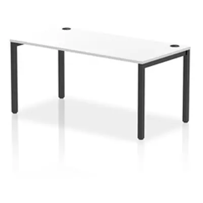 Impulse Bench Single Row 1600 Black Frame Office Bench Desk White