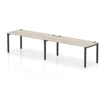 Impulse Bench Single Row 2 Person 1800 Black Frame Bench Desk Grey Oak