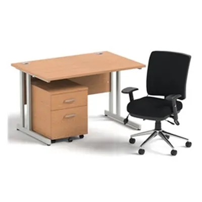 Impulse 1200 Desk Oak/Silver Cantilever 2 Dr Mobile Ped Black Chair