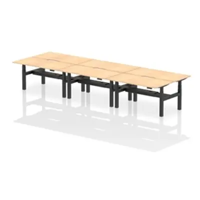 Air B2B 1600x800 Adjustable 6P Bench Desk Scalloped Maple/Black