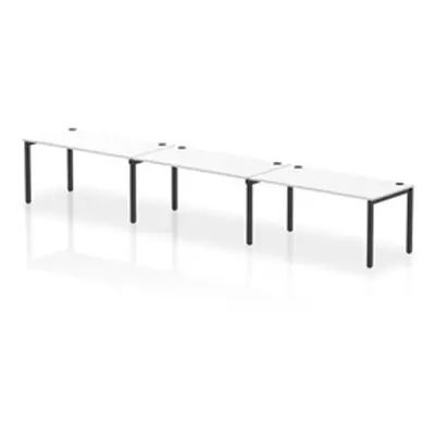 Impulse Bench Single Row 3 Person 1600 Black Frame Bench Desk White