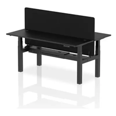 Air B2B 1800x600mm Adjustable 2P Bench Desk CP Black/Black + Screen