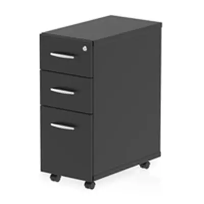 Impulse 3 Drawer Narrow Under Desk Pedestal Black