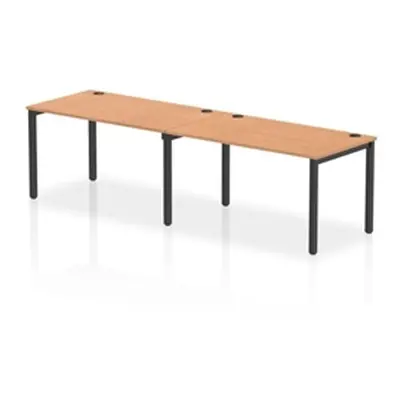 Impulse Bench Single Row 2 Person 1400 Black Frame Bench Desk Oak