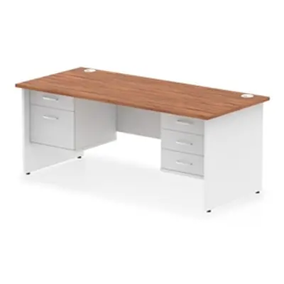 Impulse 1800x800 Desk Walnut/White Panel End 2 & 3 Drawer Fixed Peds