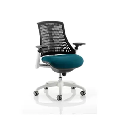 Flex Task Operator Chair White Frame Black Back Kingfisher