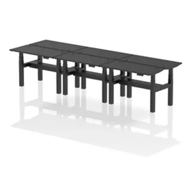 Air B2B 1200x600mm Height Adjustable 6P Bench Desk CP Black/Black