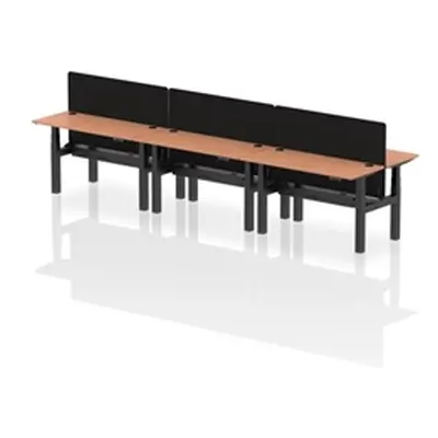 Air B2B 1400x600mm Adjustable 6P Bench Desk CP Beech/Black + Screen