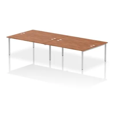 Impulse Bench B2B 4 Person 1800 Silver Frame Office Bench Desk Walnut