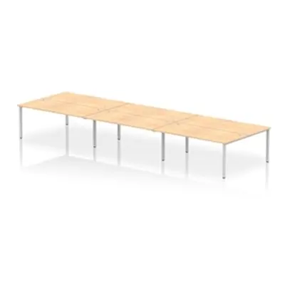 Impulse Bench B2B 6 Person 1800 Silver Frame Office Bench Desk Maple