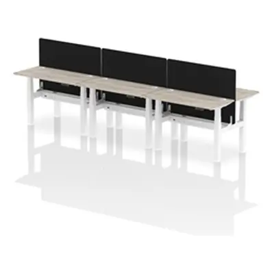 Air B2B 1200x600mm Adjustable 6P Bench Desk CP Grey Oak/White + Screen