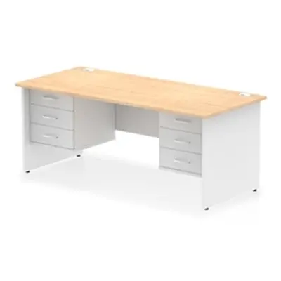 Impulse 1800x800 Desk Maple/White Panel End with 2x3 Drawer Fixed Ped