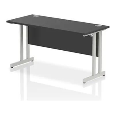 Impulse 1400x600mm Straight Desk Black Top Silver Cantilever Leg