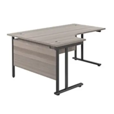 1800X1200 Twin Upright Left Hand Radial Desk Grey Oak-Black