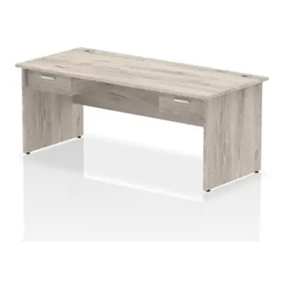 Impulse 1800x800 Desk Grey Oak Top Panel End 2x1 Drawer Fixed Ped