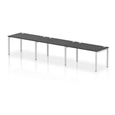 Impulse Bench Single Row 3 Person 1400 Silver Frame Bench Desk Black