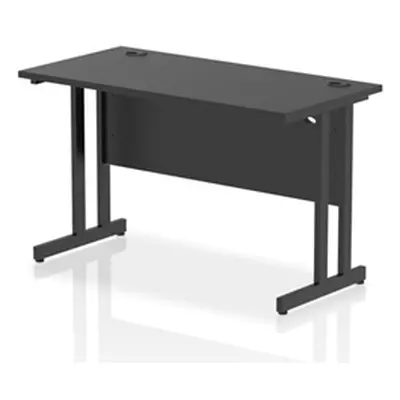 Impulse 1200x600mm Straight Office Desk Black Top Black Cantilever Leg