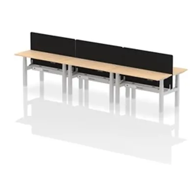 Air B2B 1400x600mm Adjustable 6P Bench Desk CP Maple/Silver + Screen