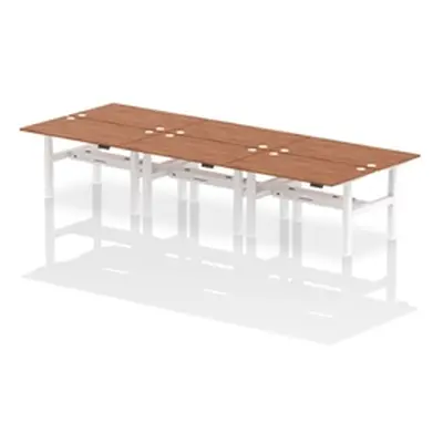 Air B2B 1400x800mm Height Adjustable 6P Bench Desk CP Walnut/White