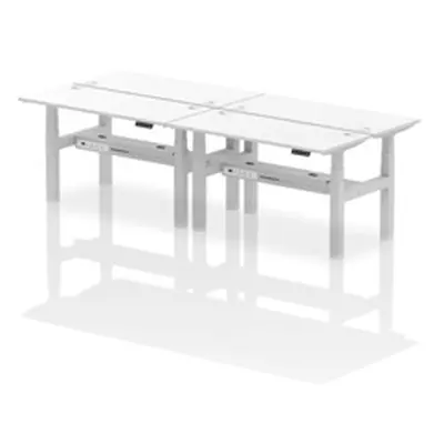 Air B2B 1400x600mm Height Adjustable 4P Bench Desk CP White/Silver