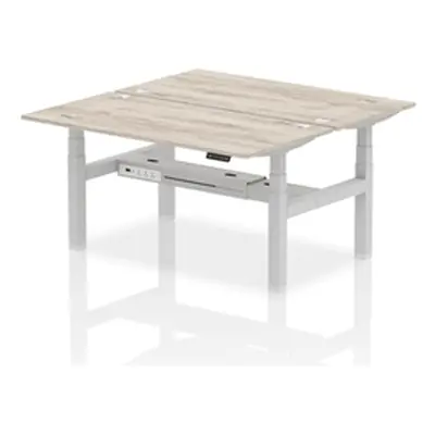 Air B2B 1600x800mm Height Adjustable 2P Bench Desk CP Grey Oak/Silver