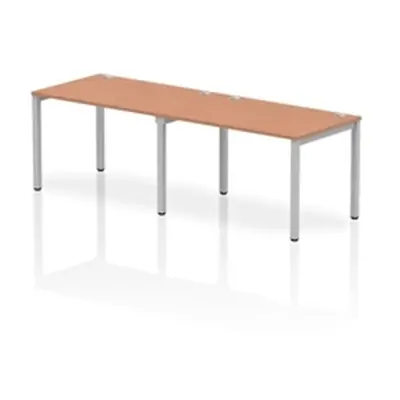 Impulse Bench Single Row 2 Person 1200 Silver Frame Bench Desk Beech