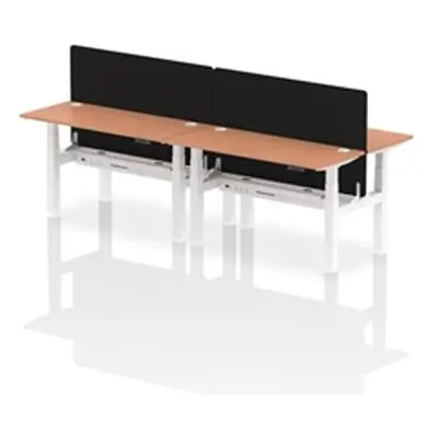 Air B2B 1400x600mm Adjustable 4P Bench Desk CP Beech/White + Screen