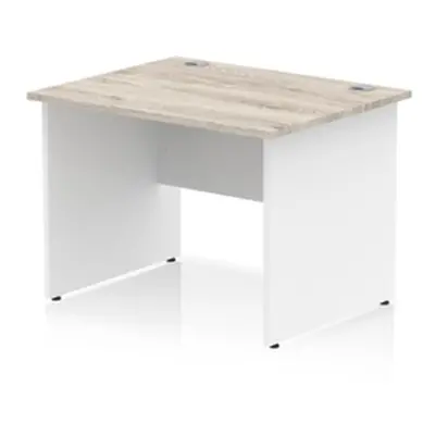 Impulse 1000x800mm Straight Desk Grey Oak Top White Panel End Leg