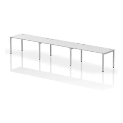 Impulse Bench Single Row 3 Person 1600 Silver Frame Bench Desk White