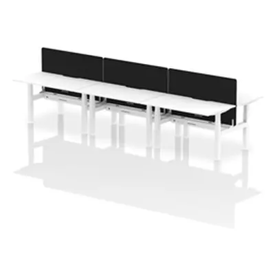 Air B2B 1400x800 Adjustable 6P Bench Desk Scallop White/White + Screen