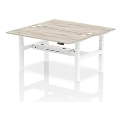 Air B2B 1600x800mm Height Adjustable 2P Bench Desk CP Grey Oak/White