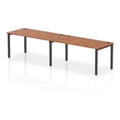 Impulse Bench Single Row 2 Person 1600 Black Frame Bench Desk Walnut