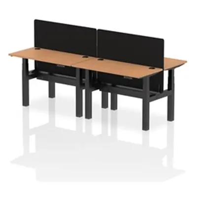 Air B2B 1200x600mm Adjustable 4P Bench Desk CP Oak/Black + Screen