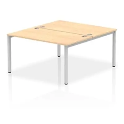 Impulse Bench B2B 2 Person 1400 Silver Frame Office Bench Desk Maple