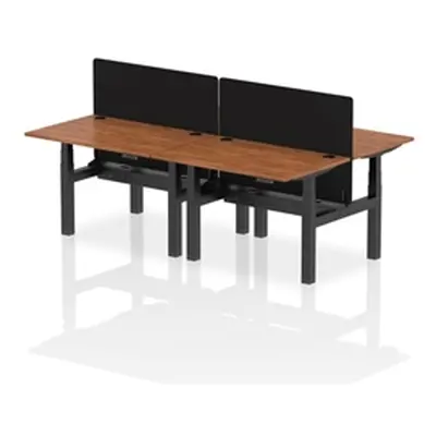 Air B2B 1200x800mm Adjustable 4P Bench Desk CP Walnut/Black + Screen