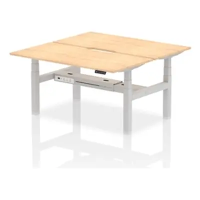 Air B2B 1600x800 Adjustable 2P Bench Desk Scalloped Maple/Silver